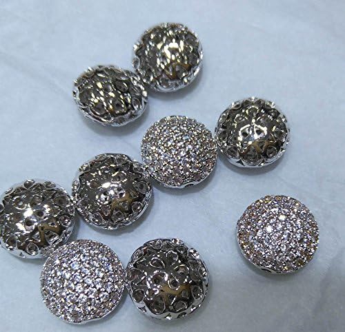 12 парчиња CZ Micro Pave Crystal Shamballa Beads 12mm, Micro Pave наоди шарм, конектор за монети со тркалезен диск