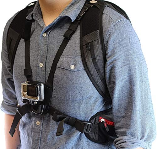 Ранец на ранец на фотоапаратот Navitech Action Camera со интегрирана лента за градите - компатибилен со акционата камера Кајзер Баас X250