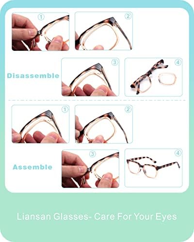 Лиансан Прилагодливи Различни Очила За Читање На Моќност За Жени Мажи Со Пролетна Шарка TR90 Рамка Отстранлива Леќа Читачи Со