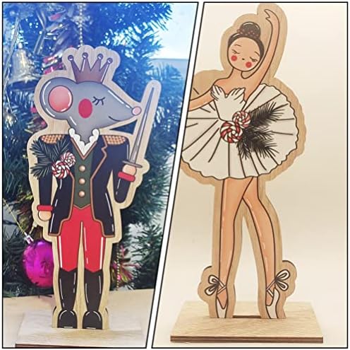 3 парчиња стојат дрвени стаорец Кинг балет девојче оревокрадница кукла Божиќ кукли за кукли за празници полици за елки за елка （случаен стил）