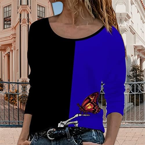 Блузи за жени мода 2022 блокада на кошула за крпеница кошула со долги ракави со долги ракави лабаво вклопување на врвот