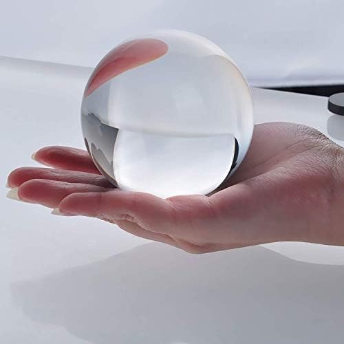 Амлонг Кристал Нова чиста кристална топка сфера Азиски кварц 80мм со дрвен штанд и кутија за подароци