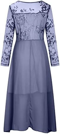 Фустани допок за жени 2023 летен шифон симпатична бохо печатена V врат долги ракави фустани Неправилен пом