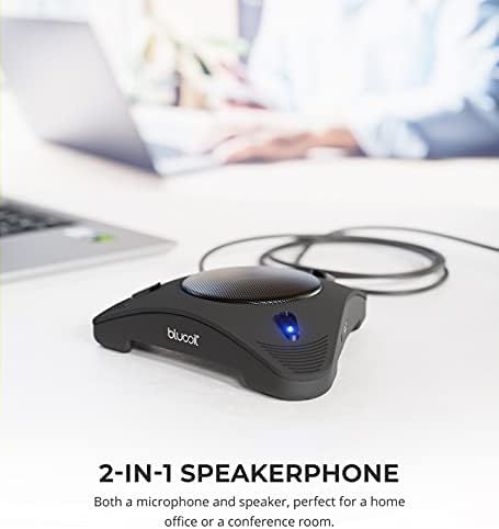 BLUCOIL USB Пренослив Конференциски Звучник &засилувач; Сенасочен Микрофон со 360° Глас Пикап И Cancо Откажување За Зумирање, Google Meet,