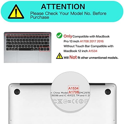 МОСИСО Силиконски Тастатура Покритие Заштитна Кожа Компатибилен Со MacBook Pro 13 инчен 2017 Ослободување А1708 без Допир
