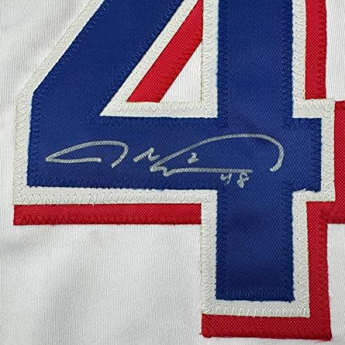 Автограмиран/потпишан obејкоб ДеГром Тексас Белиот бејзбол дрес ЈСА COA