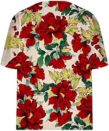 Краток ракав Топ маичка за девојчиња Памук V вратот цветни графички бренд лабава вклопување плус големина опуштена вклопена маичка UJ