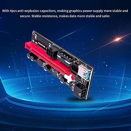 Конектори најновиот VER009 USB 3.0 PCI -E Riser Ver 009S Express 1x 4x 8x 16x Extender Riser Adapter Adapter SATA 15pin до 6 пински кабел за