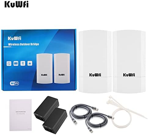Кувфи 2-Пакет Безжичен Етернет Мост, Пристапна Точка За Пристап До Wifi Со Долг Дострел 5,8 G Надворешен Ап ЦПЕ Комплет ИП65 Водоотпорен