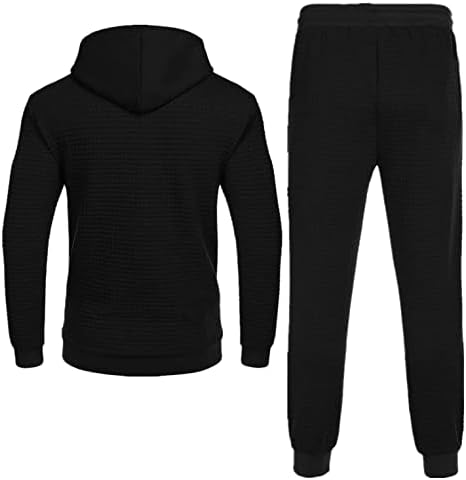 Менс потта од 2 парчиња карирана џакард атлетски тренинзи за вежбање поставува џемпери за џогирање на облека за џогирање на облека