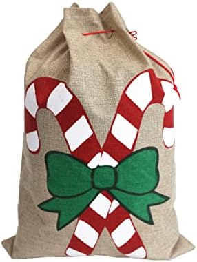 Божиќни вреќи - пакет од 4 вреќи за подароци за подароци за Божиќни третмани 4 дизајни Снежан дрво за чистење трска трска трска