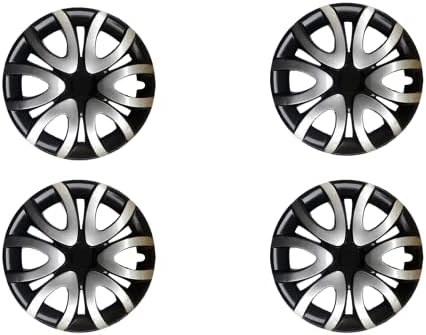 Snap од 15 инчи на Hubcaps компатибилен со Nissan - сет од 4 капаци на раб за 15 -инчни тркала - црна и сива боја