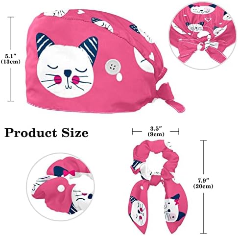 Womenенски и машки хируршко капаче со лак за коса лушпа розова слатка мачка шема работна капа со една големина