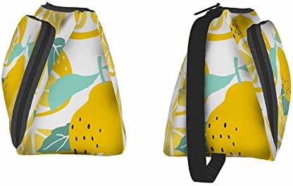 Парчиња на Никоки и цели лимони Козметичка торба за жени, летно овошје од лисја жолто мала торба за шминка торбичка за канцелариски