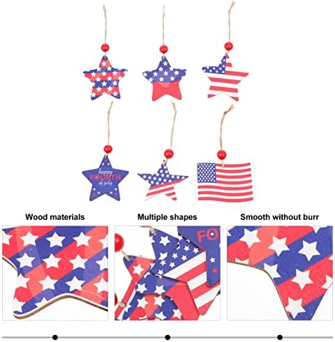 Домашен украс за дома 6 п.п. Денот на независноста starвезди ознаки Американско знаме патриотски пентаграм приврзоци 4 -ти јули монистра