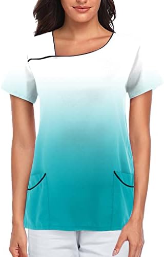Женска маица врвна дишење со кратки ракави за печатење на пеперутка, врвни блузи, жени, врвови со џебови полиестерски маици
