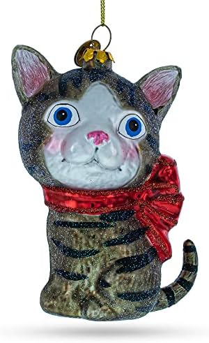 Божиќен украс со сини очи мачка
