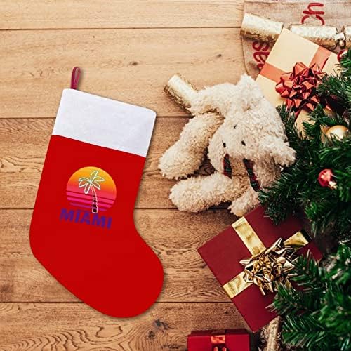 Летна палма во Мајами Божиќни чорапи црвен кадифе со бела торба за бонбони Божиќни украси и додаток на семејна забава