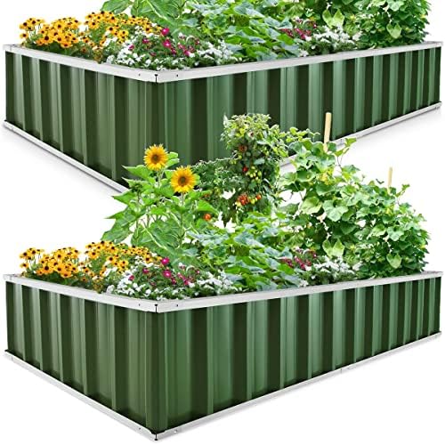 Кинг Бирд крена градинарски кревет 68'''x36'''x12 '' x2 пакувања, галванизиран челичен метал комплет за плантари за надворешни работи за зеленчук,