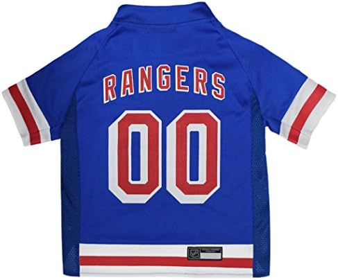 Миленичиња Прв NHL New York Rangers NYR-4006-XXLNHL PET JERSEY-Dogујорк Ренџерс кучиња Jerseyерси, xx-large. Премиум голема маичка за кучиња