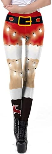 Симпатични јога панталони за тинејџери за јога обичај затегнат снежен човек што трча панталони Божиќни снегулки хеланки Пилатес