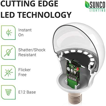 Sunco 10 Пакет E12 LED Сијалица Канделабри 6000K Дневна Светлина Делукс, 5W Еквивалент 40W, 450 LM, Мали Едисон Завртка База Е12, Не-Затемнети,