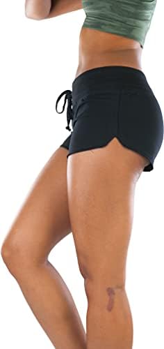 TobeinStyle Women'sенски атлетски шик, влечејќи еластична половината јога мини шорцеви