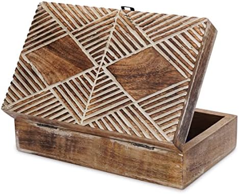 Ајјуни дрвени рачно изработени декоративни кутии дизајн бела и кафеава - повеќенаменска употреба како складирање на накит, кутија за