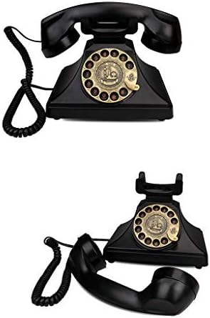 Qdid Corned Telefone Rotary Dial Disc Ретро телефон во синусен стил од 20 -тите години на минатиот век со модерно електронско bellвонче