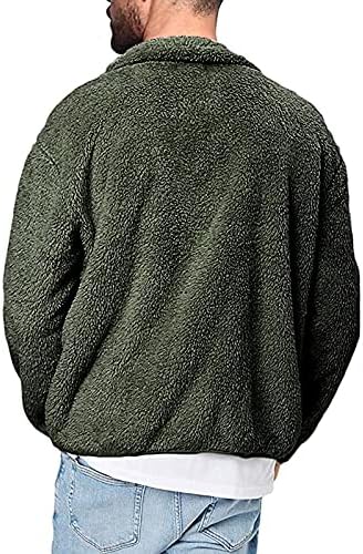 XXBR Fuzzy Sherpa јакна за мажи, меки пријатни џемпери пад патент стојат јака зимска топла руно надворешна облека
