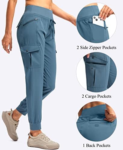 Пудола женски пешачки панталони со лесни панталони за патувања со патенти со џебови со високи половини за кампување за голф