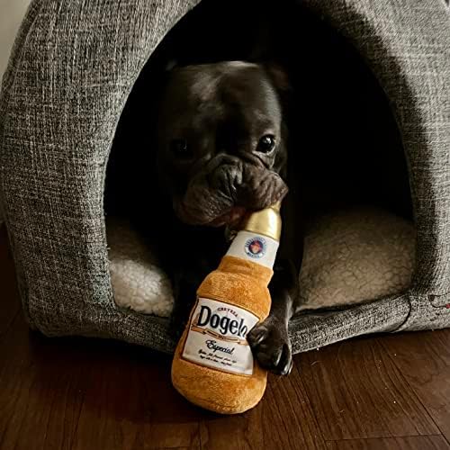ДОГЕЛО Плишана играчка - смешна играчка за кучиња со алкохол - кул играчки за кученца - играчка со кучиња со пиво за големи и мали кучиња - додатоци