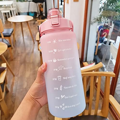 2L шише со вода со слама време маркер Пластична вода чаша голем капацитет замрзнати спортски шишиња на отворено Botella de agua 2 litros