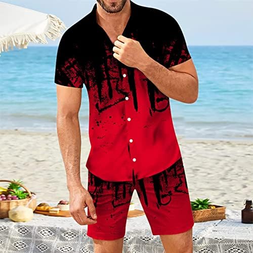 2023 Копче надолу костум Поставете за мажи летни обични плажа кратки ракави маици и лабави шорцеви