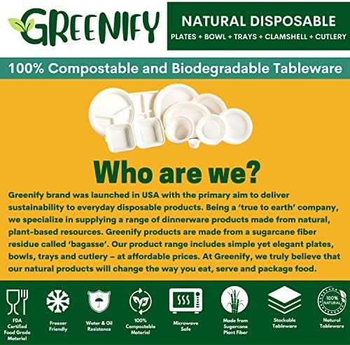 Greenify компостибилен 16 мл. Чинија тешка чинија природна за еднократна употреба багас сад еко-пријателски садови за хартија направени
