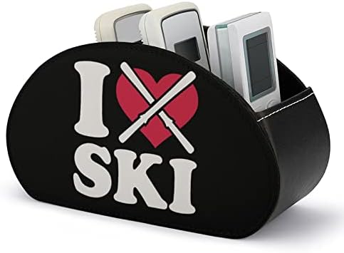 Ја сакам кутијата за далечински управувач за скијач за скијач, мултифункционална PU кожа ТВ далечинска држач за организатор на десктоп