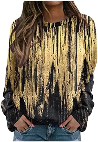 Jjhaevdy женски пад џемпер маички о-врата преголема блуза обичен долг ракав печатени врвови џемпери слатка пулвер