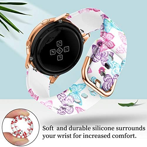Watbro компатибилен со Samsung Galaxy Watch Active 2 жени печатени ленти/40mm/44mm, 20 mm мек цветен печатен силиконски опсег за замена за