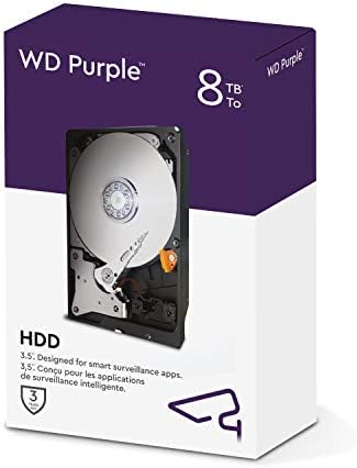 WD Purple 8TB Надзор 3,5 Внатрешен хард диск - AllFrame AI - 360TB/YR, 256MB CACHE 7200 RPM CLASS