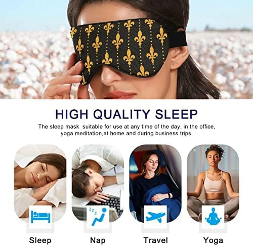 Unisex Sleep Eye Mask Black-De-Lis-Gold Night Sleep