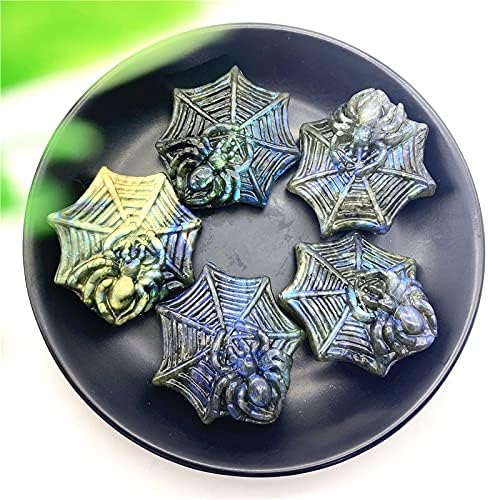 Binnanfang AC216 1pc Природно сино лабрадорит пајак рачен врежан кристал животни заздравување камења декори подароци природни камења и
