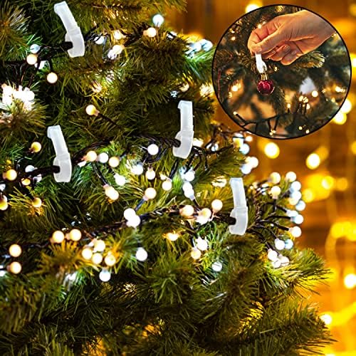 Aouetnay 120 парчиња Божиќни светлосни клипови на отворено Божиќни светла, клипови за олуци, пластични куки за виси за оглас за божиќна