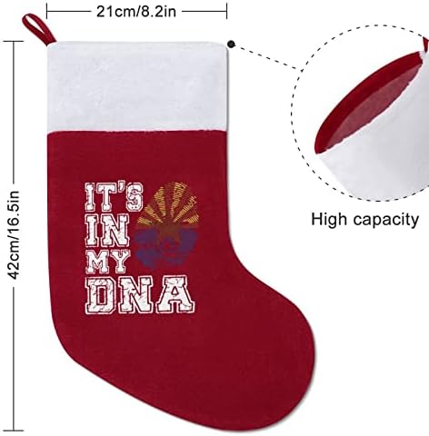 Тоа е во мојата ДНК Божиќна порибна чорапи со кадифен камин што виси за Божиќно украси за дома