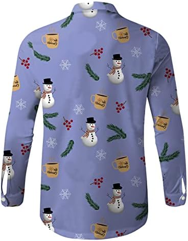 Мажи се обични есенски зимски Божиќ 3Д печатени кошули Топ блузи кошули Менс Ромпер костум
