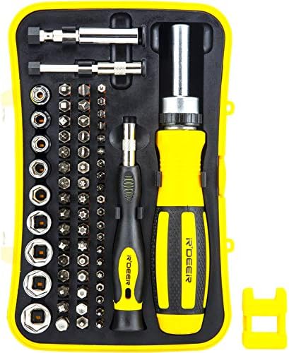 65 Во 1 Ratchet Screwpriver Постави R'Deer Multifunction Precision Nut Driver Driver Driver Manual Chit Chit за домашни уреди мебел