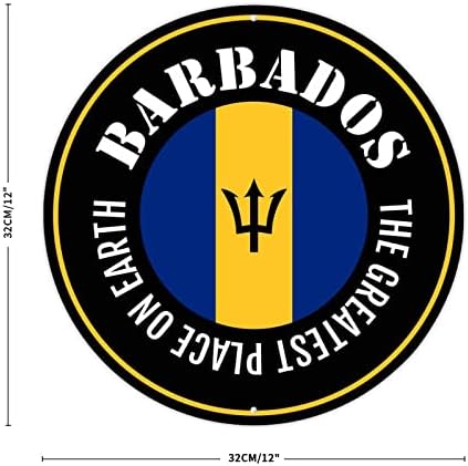 Патриоти калај алуминиум потпишете го најголемото место на Земјата Барбадос тркалезен метален калај знак Барбадос Метал Постер