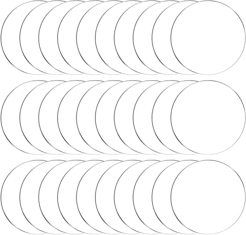 Отимиоу 30 парчиња чисти акрилни кругови празни места, 3 инчни празнини чисти акрилен диск транспарентен акрилен круг пластичен диск акрилен