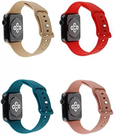 4 пакувања на часовници за жени компатибилни со Apple Watch Band 38mm 40mm 41mm 42mm 44mm 45mm 49mm, мека силиконска водоотпорна лента