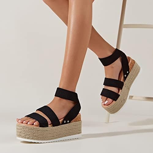 Сандали за жени облечени летни сандали за жени платформата Сандали со клин на глуждот Отворени пети сандали
