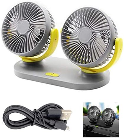 Beiake Car Looling Mini Fan 12V USB -полнење на низок бучава летен климатик 360 степени ротирачки 3 нивоа прилагодливи вентилатори,